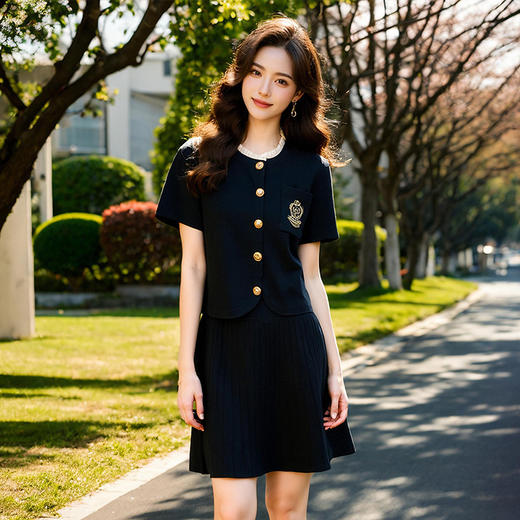 奢姿大码女装2025夏季绣花设计减龄针织两件套胖妹妹通勤时尚套装9452969750 商品图3