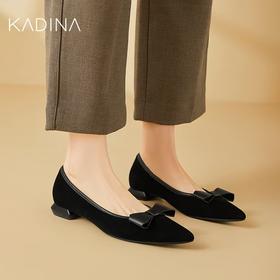 【KADINA】  AF3  卡迪娜2025春季新款低跟尖头蝴蝶结浅口通勤女单鞋KS251538