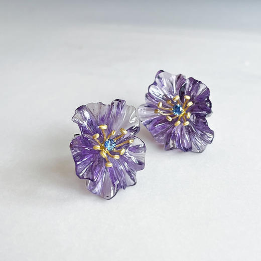 BY EVITA系列 花语 18K镶紫水晶、蓝宝石和钻石 耳钉 商品图3