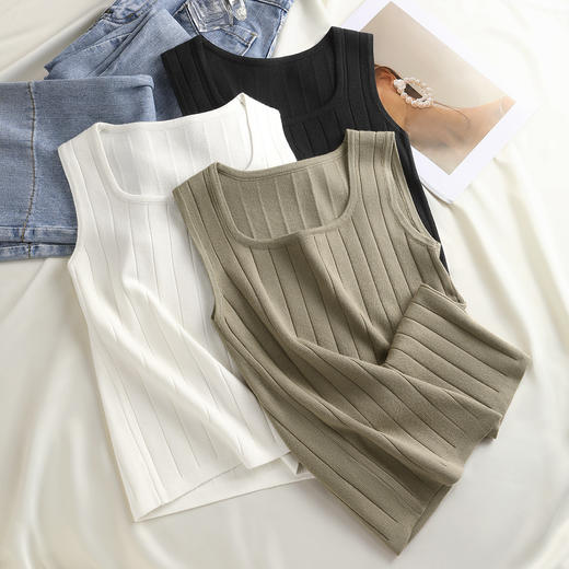 C2-【均码适合80-120斤】【修身显瘦 遮副乳】基础百搭纯色针织打底衫吊带背心内搭可外穿  素意晚风 商品图7
