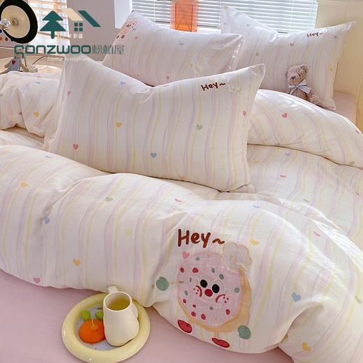 松植屋新品双层纱贴布刺绣四件套全棉有氧双层纱A类婴儿级裸睡标准，呵护你的每一寸肌肤 商品图1