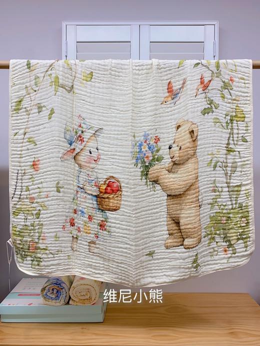 六层棉纱泡泡毯 110*110cm A类水洗六层纱布盖毯 抗菌强吸水力一毯多用，空调毯 ，午睡毯，洗澡浴巾，质感超级柔软 商品图5