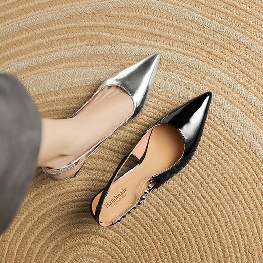 【预售5天】银色水钻后空高跟鞋春夏新款包头粗跟ins风绝美百搭女凉鞋LD&7318 商品图2