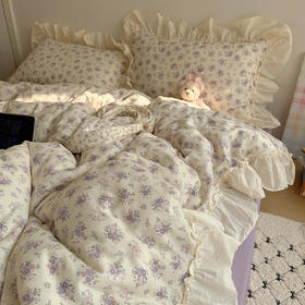 顶柔花边小碎花双层纱四件套-TJ1672