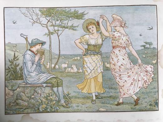 约19世纪后期 老排箫曲目乐谱集 沃尔特·克兰精美彩色古典风插图 精装大16开 商品图3