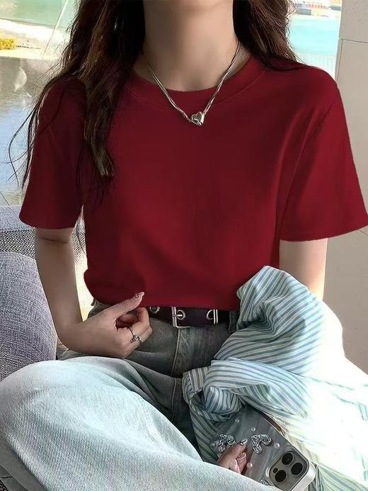 🔥🔥🔥现货【王炸爆款】2025弹力棉圆领百搭短款T恤02316-喜出 商品图2