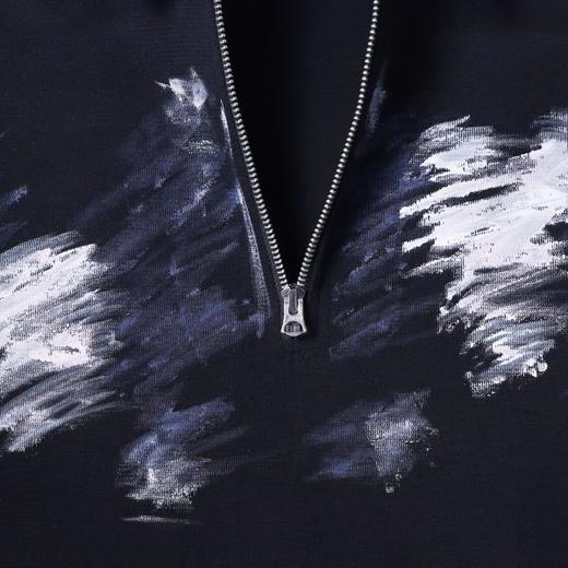 2526638夏季高级感新款韩版彩绘印刷拉链polo领休闲宽松通勤百搭短袖 商品图3