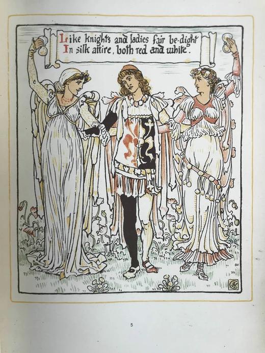 1891年 沃尔特·克兰《夏日女王》 40余页精美彩色插图 精装16开 商品图14