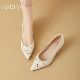 【KADINA】 AF3   卡迪娜2025春季新款低粗跟尖头简约优雅通勤浅口女单鞋KS251520