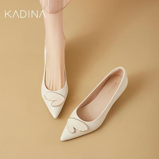 【KADINA】 AF3   卡迪娜2025春季新款低粗跟尖头简约优雅通勤浅口女单鞋KS251520 商品图0