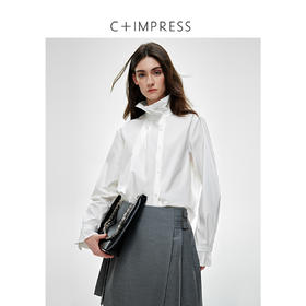 浅春系法式花苞立领简约通勤白衬衫2025春