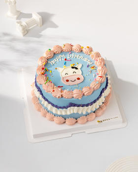 萌趣牛牛 生日蛋糕（百分百进口动物奶油）
