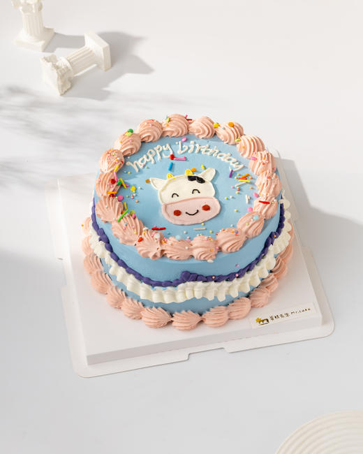 萌趣牛牛 生日蛋糕（百分百进口动物奶油） 商品图0