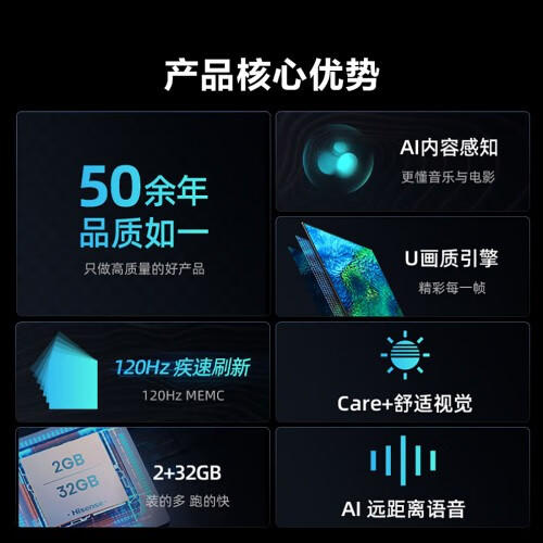 海信电视 75英寸 120Hz高刷 MEMC运动补偿 全能投屏  2+32GB AI内容感知 远距离语音 超薄液晶电视  75D3KH 商品图0
