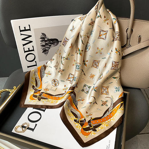 桑蚕丝真丝丝巾女杭州丝绸70cm方巾韩国羽毛披肩围巾领巾 商品图1