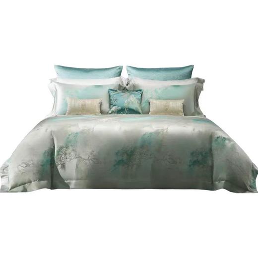 10楼罗卡芙/惠谊新中式100支新疆长绒棉贡缎色织提花四件套 只此青绿 220* 240cm吊牌价7980元 活动价6780元 商品图1