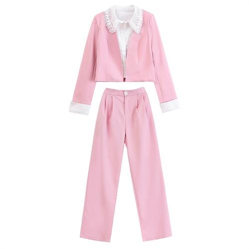 重工艺休闲衬衣领显瘦显高气质小个子甜美时尚拼接两件套LZ2903 商品图4