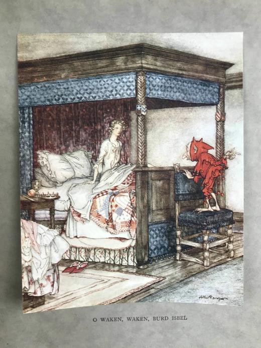 约20世纪早期 英国民谣集 鬼才拉克姆16幅彩色手工贴图 漆布精装16开 商品图7