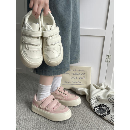 【YW】无忧购春夏韩版甜美百搭魔术贴增高厚底小白鞋MIS-3335（截单后7天发货) 商品图1