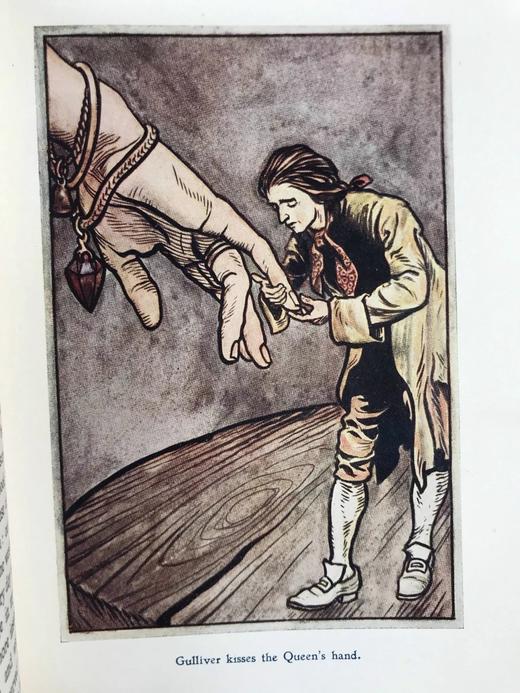 约20世纪早期 格列佛游记 鬼才拉克姆8幅彩色插图 漆布精装32开 商品图11