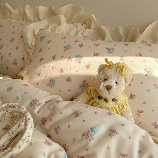 顶柔花边小碎花双层纱四件套-TJ1672 商品图6