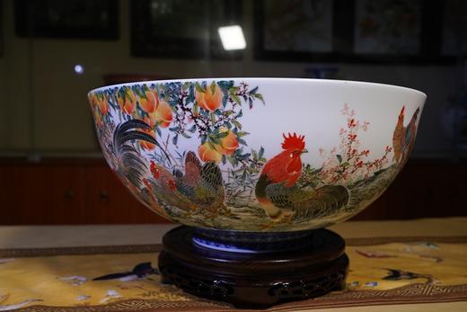 釉中彩福寿大吉图过墙罗汉大碗 商品图0