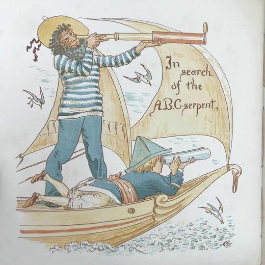 1886年 大蛇字母画册 沃尔特·克兰24页彩色插图 布脊精装 商品图6