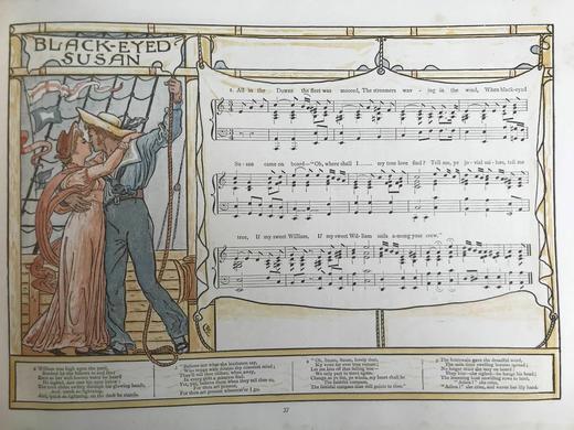 约19世纪后期 老排箫曲目乐谱集 沃尔特·克兰精美彩色古典风插图 精装大16开 商品图12