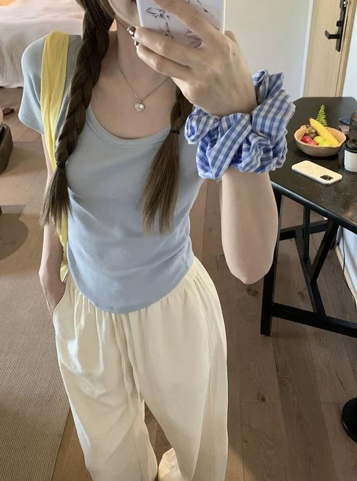 【YW】无忧购韩系百搭纯色万能搭U领基础辣妹T6088 商品图10