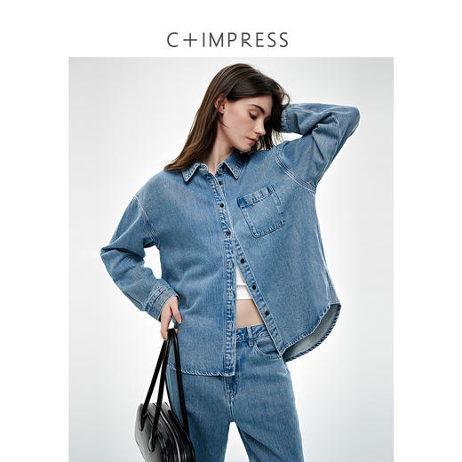 汉麻酵洗复古牛仔休闲衬衫套装2025春 商品图2