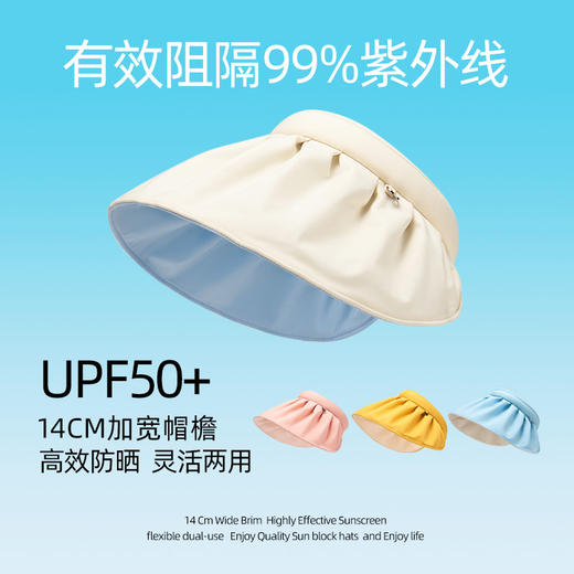 UPF50+防紫外线空顶遮阳帽女百搭防晒可折叠发箍太阳帽子夏贝壳帽 商品图0