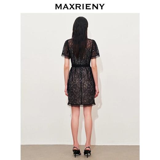 MAXRIENY法式复古蕾丝连衣裙夏季绣花优雅赫本风裙子修身(货号:MS85DR287) 商品图2
