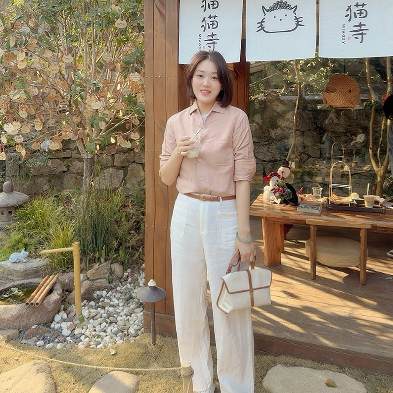 火桐hooton 塞纳左岸 法国雨露麻纯亚麻直筒裤85312/85766