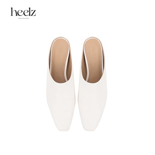 heelz设计师手工鞋履 ｜防污环保牛皮内增高白色穆勒鞋3.5公分 商品图2