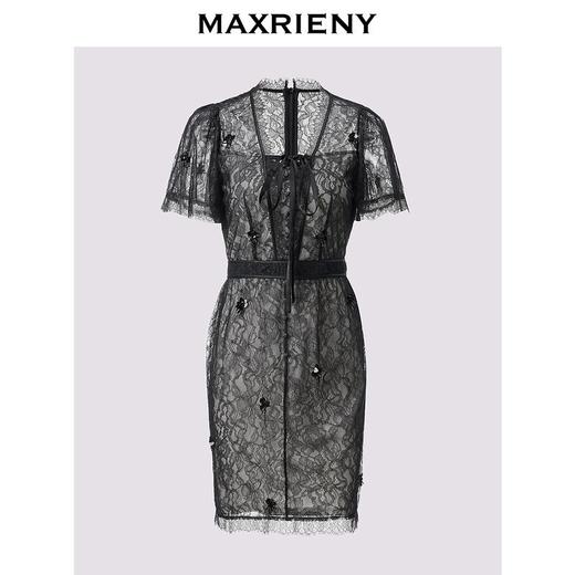 MAXRIENY法式复古蕾丝连衣裙夏季绣花优雅赫本风裙子修身(货号:MS85DR287) 商品图3