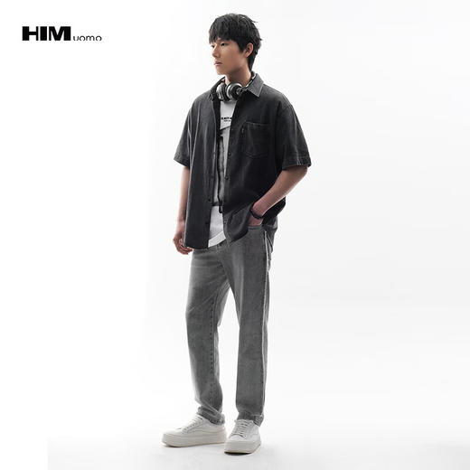 HIM漢崇  潮流水洗做旧休闲衬衫舒适柔软透气短袖衬衣 2026夏季 商品图1