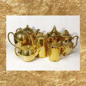 一组欧洲进口骨瓷金壶，璀璨夺目的镀金工艺散发着柔和而迷人的光泽