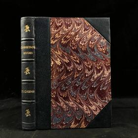 约19世纪后期 狄更斯《圣诞之书》 8幅插图 真皮精装36开