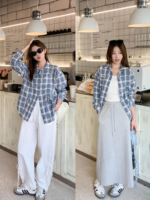 <曾小咸推荐>新品现货秒杀！卖完下架不再补 ！微信粉丝打折价！！藏蓝色格子衬衫 日常169.99/件 立减80 秒杀89.99/件！！ 商品图14