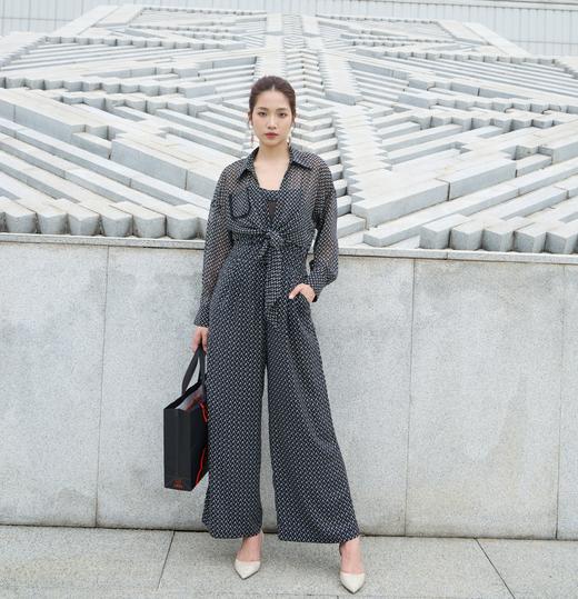 SZ1L53_漆黑色_裤子_春夏_印花高腰阔腿垂感休闲_高级女装_BERNIEELEN 伯妮斯茵 商品图1