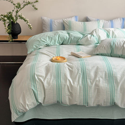 【条纹提花四件套】A类床上四件套全棉柔软裸睡条纹提花被套床品件套新 商品图6