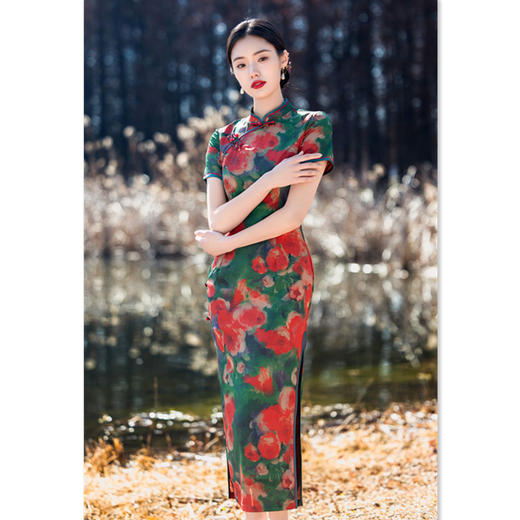 GX复古国风中长小个子提花旗袍2025春夏新款年轻女士宴会旗袍连衣裙 商品图2