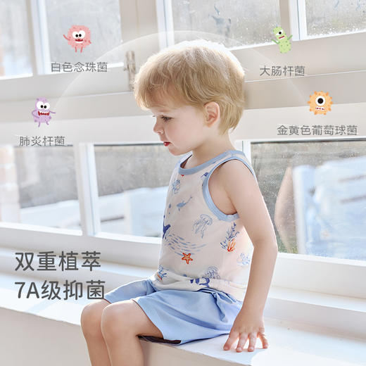 【2025年春夏新品】i-baby/英伦宝贝针织抑菌恒温吊带小背心宝宝夏季内衣男童女童家居服睡衣（3件装） 商品图2