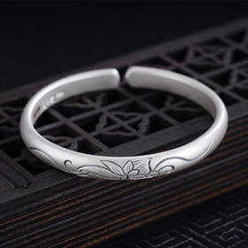 子佩集S999银【清荷玉立】手工纯银手镯原创设计【55021205】2503