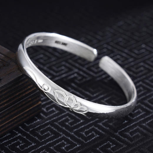 子佩集S999银【玉洁冰清】手工纯银手镯原创设计【55021103】2503 商品图1