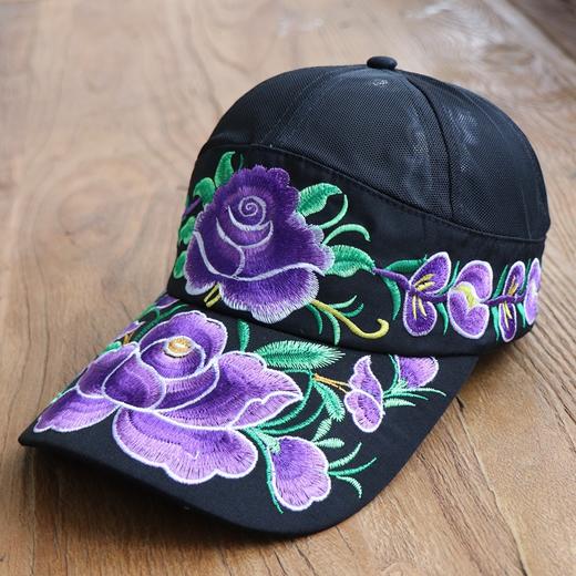 雀说 帽子女夏天民族风大绣花棒球帽后网纱透气棒球帽女时尚遮阳帽5ZF-0698 商品图6