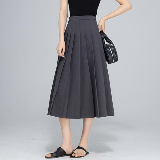 丁摩 小个子知识分子风西装百褶裙中长款女春装新款显瘦半身裙5ZF-65437 商品图1