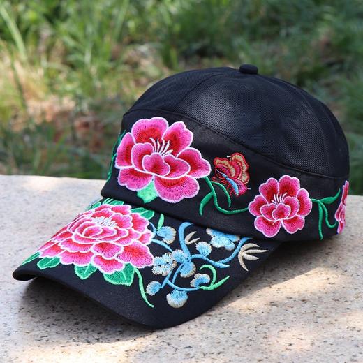 雀说 帽子女夏天民族风大绣花棒球帽后网纱透气棒球帽女时尚遮阳帽5ZF-0698 商品图5