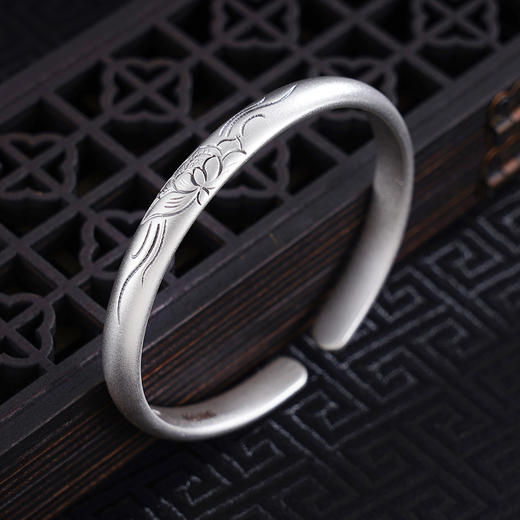 子佩集S999银【莲歌轻唱】手工纯银手镯原创设计【55021206】2503 商品图2