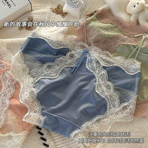 2025新款女士绸面纯欲风蕾丝内裤女中腰纯棉全棉7A抗菌裆大码女式女生 商品图1